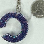 Silver Tone Glitter C Monogram Initial Letter Keyring Keychain Photo 1