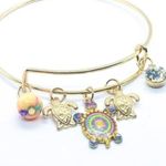 Boutique Beaded Sea Turtle Charm Colorful Bangle Bracelet Photo 4