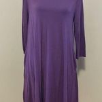 Zenana Outfitters Premium Swing Dress, Purple, 3/4 Sleeves, Pockets, Size Large Photo 0