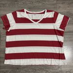 Old Navy Plus Women Red White Striped V-Neck Short Sleeve Crew Neck Tee Size XXL Photo 6
