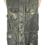 Chico's  Gold Olive Metallic Vest Size M Medium (1) Utility Jacket Linen Cotton B Photo 0
