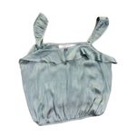 ASTR the Label Aqua Blue Satin Ruffle Crop Top small chic boho Photo 1