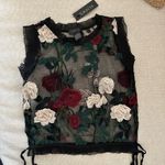 Gracia NWT Floral Embroidered Sheer Top Photo 2