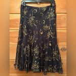 Ralph Lauren Lauren  Irina Metallic Matte Gold Black Floral Chiffon Skirt S Photo 1