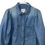 American Eagle  Outfitters Denim Puff Sleeve Button Down Blue Top(Size Medium) Photo 4