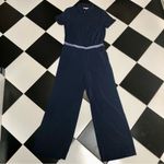 Tom Tailor Athletic Retro Jumpsuit Navy Blue Short Sleeve Athleisure sz Large Photo 1