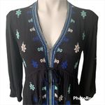 Free People  Star Gazer Embroidered Tunic Dress in Black Combo, Sz S Photo 8