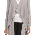 Theory  Merino Wool Winxie Gray Ribbed Knit Draped Open Front Cardigan Size M Photo 0