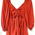 Lulus  NWT Orange Off The Shoulder Romper Ruffles Bow Womens M Bohemian Western Photo 5