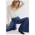 We The Free Women's Just Float On Flare Jeans 27 High Rise Raw Hem Boho Festival Photo 2
