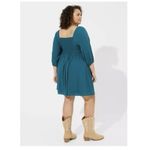 Torrid  Teal Blue Gauze Long Sleeve Flare Skater Dress Pockets Size 3X Photo 2