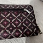 Fossil  Leather Wallet Zip Around Burgundy Geometric Slim Clutch Bifold Organizer Photo 2