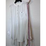 Free People  white gauze boyfriend button down shirt  Size Medium Photo 6