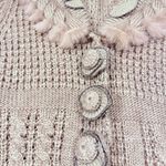 Avalin long button front long sleeve sweater acrylic / wool floral crochet knit Brown Size M Photo 3