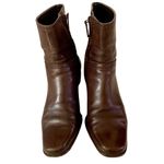 Antonio Melani Leather Anke Boots Coffee Brown Bootie US 6.5 Block Heel Side Zip Photo 2