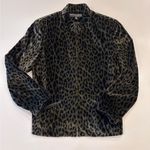 Kasper & Company‎ ASL Leopard Print Velour Zip Up Jacket Sz 12 Green Photo 0