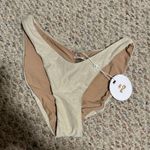 PilyQ NWT Sandstone Basic Ruched Bikini Bottom Shimmer Glitter- Size Medium Photo 2