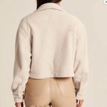 Abercrombie & Fitch Cropped Sherpa Shirt Jacket in Cream Photo 1