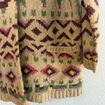 J.Jill Aztec Lenox Hooded Cardigan Sweater Size Medium Brooch Closure Wool Blend Photo 7
