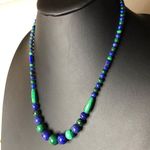 Blue Lapis Lazuli & Green Malachite Beaded Sterling Silver Southwestern Necklace Photo 1