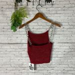 The Ragged Priest NWT Red Metallic Knit Chain Cami Tank Photo 5