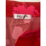 Ekouaer Floral Red and Pink Quarter Sleeve Shirt Dress Sz L/XL Size L Photo 2