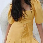 Acler Casper Pleated Cotton Belted Mini Dress In Mango Size 10 Boho Resortwear Yellow Photo 0
