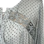 Loft  3/4 Sleeve Blouse Crochet Detail Criss Cross Laced Neck Tassels Size Med Photo 3