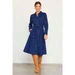 Skies Are Blue 💕💕 Long Sleeve Denim Shirt Dress ~ Dark Blue Large L NWT Photo 2