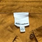 Skylar + Madison  Mustard 100% Linen Tie Front Button up Lagenlook Coastal L Photo 7