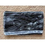 Traditional Craft Silk Black Gray Velvet Geometric Abstract Scarf Neck Wrap Photo 5