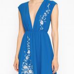 Yumi Kim V-Neck Mini Dress Embroidered Blue White XS Soft Femme Oriental Floral Photo 0