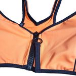 ZARA Swimwear Contrast Piping Bikini Zip Top in Neon Orange Photo 8