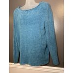 Jones New York  Sport Sweater Womens 2XL Teal Chenille Ribbed Long Sleeve Stretch Photo 2