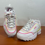 FILA  Women’s Disrupter II Contrast Piping White Pink Yellow Shoe Size 6 #991 Photo 0