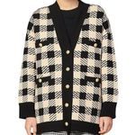 Sandro ππ Jisou Oversized Checked Knitted Cardigan ~ Beige Photo 2