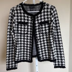 Sutton Studio Houndstooth Black White Cardigan 100% Merino Wool Petite Small‎ Size undefined Photo 0