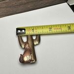 Moon Over Desert Cactus With Howling Coyote Metal Brooch Pin Tri Tone Rustic Photo 3