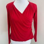 Lafayette 148  100% Silk Red Ruched Top Small Photo 0