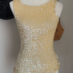 Dana Buchman  Gold Beaded Sleeveless Top, Size Medium Photo 0