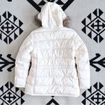 Gap Faux Fur Trim Hooded Quilted Puffer Jacket in Carls Stone Medium Photo 6