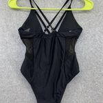 Matte Collection Matte Collections Women's Swimsuit Solid Black Mesh Sides Padded Small Keyhole Photo 5
