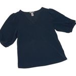 H&M  Women's 3/4 Sleeve Sparkle Shine Metallic Shirt Blouse Black Size‎ Small Photo 1