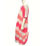 Tie Dye Maxi Dress V Neck Short Sleeve Trendy Red White Stripes Cotton Hippie XL Photo 1