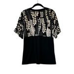 Vintage Y2K Top Empire Waist Short Sleeve 90s Boho Forrest Fairy Size Medium Black Photo 4