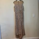 Mac Duggal NWOT  5619 Beige Embellished Illusion High Neck Cap Sleeve Gown Nude Photo 2