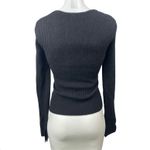 Caara Women's Black Ribbed Knit Sweetheart Long Sleeve Blouse Sweater Top Size S Photo 1