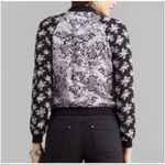 Free People  Bomber Jacket Black Purple Floral Snap Close Lightweight Boho Size S Photo 6