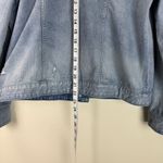 EXPRESS  Women's Light Blue Distressed Denim Jacket with Floral Embroidery | XL Photo 7