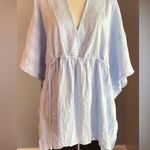 Love Riche Light Blue V-Neck Boho Whimsy Summer Beach Festival Cover Up Blouse Dress Photo 0